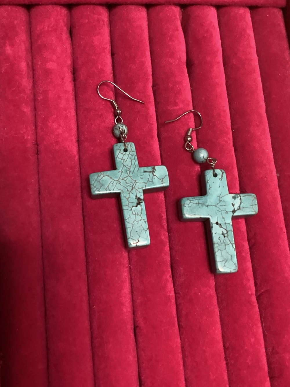 Turquoise & Sterling Silver Cross Earrings